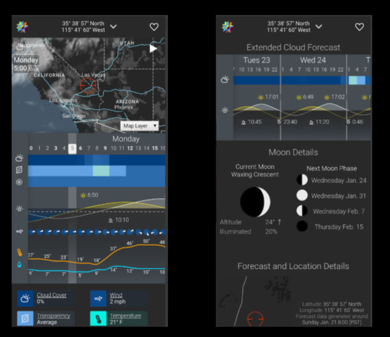 Astrospheric app on a mobile device